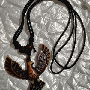 Brown and Black Bird Pendant Necklace